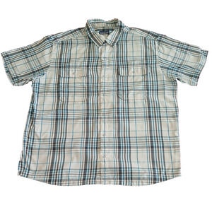 Patagonia Snap Down Shirt Men's XL Gray Blue Multi-Check Casual Short Sleeve